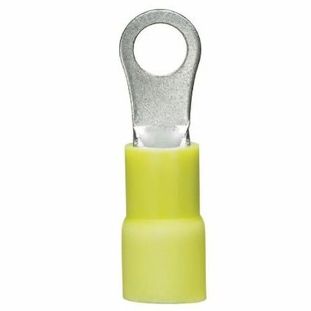 Panduit Ring Terminal, #8 Stud Size, 10 AWG, 300 V, Vinyl Insulated, Yellow, 500 PK PV10-8RX-D